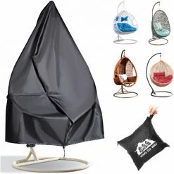 KING DO WAY Swing Swing Egg Chair Cover Jardin Extérieur Pluie UV 420D Protection Imperméable Noir -banc et tabouret Soldes Boutique 63646008 3