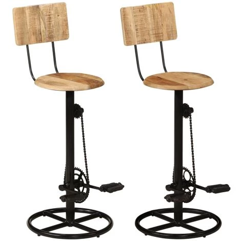 SUPERMARKET Tabourets De Bar 2 Pcs Bois Massif De Manguier 3 SUPERMARKET Tabourets De Bar 2 Pcs Bois Massif De Manguier