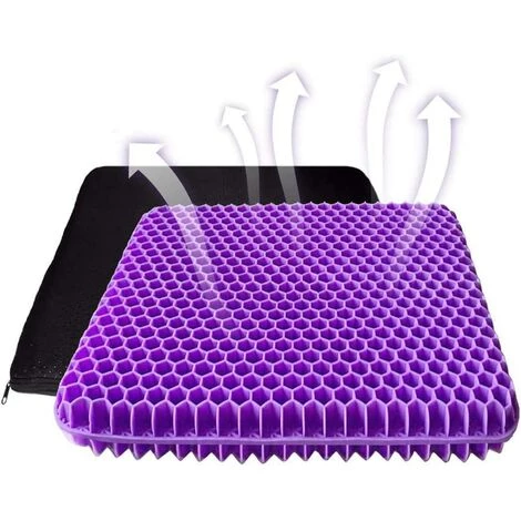 PERLE RARE Coussin De Siège En Gel Respirant Avec Revêtement Antidérapant Pour Aider à Soulager Les Maux De Dos, Utilisé Dans Les Voitures, Les Bureaux, Les Fauteuils Roulants ((Violet) 3 PERLE RARE Coussin De Siège En Gel Respirant Avec Revêtement Antidérapant Pour Aider à Soulager Les Maux De Dos, Utilisé Dans Les Voitures, Les Bureaux, Les Fauteuils Roulants ((Violet)