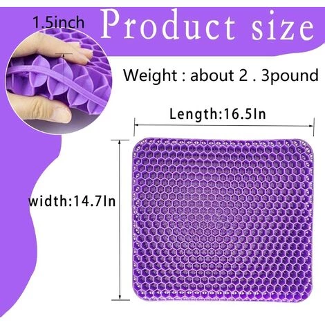 PERLE RARE Coussin De Siège En Gel Respirant Avec Revêtement Antidérapant Pour Aider à Soulager Les Maux De Dos, Utilisé Dans Les Voitures, Les Bureaux, Les Fauteuils Roulants ((Violet) 4 PERLE RARE Coussin De Siège En Gel Respirant Avec Revêtement Antidérapant Pour Aider à Soulager Les Maux De Dos, Utilisé Dans Les Voitures, Les Bureaux, Les Fauteuils Roulants ((Violet) – Image 2