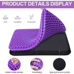 PERLE RARE Coussin De Siège En Gel Respirant Avec Revêtement Antidérapant Pour Aider à Soulager Les Maux De Dos, Utilisé Dans Les Voitures, Les Bureaux, Les Fauteuils Roulants ((Violet) 9 PERLE RARE Coussin De Siège En Gel Respirant Avec Revêtement Antidérapant Pour Aider à Soulager Les Maux De Dos, Utilisé Dans Les Voitures, Les Bureaux, Les Fauteuils Roulants ((Violet) -banc et tabouret Soldes Boutique 63732424 3