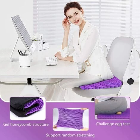 PERLE RARE Coussin De Siège En Gel Respirant Avec Revêtement Antidérapant Pour Aider à Soulager Les Maux De Dos, Utilisé Dans Les Voitures, Les Bureaux, Les Fauteuils Roulants ((Violet) 7 PERLE RARE Coussin De Siège En Gel Respirant Avec Revêtement Antidérapant Pour Aider à Soulager Les Maux De Dos, Utilisé Dans Les Voitures, Les Bureaux, Les Fauteuils Roulants ((Violet) – Image 5