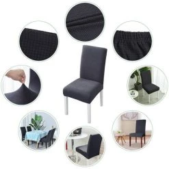 Hengda 6X Housses De Chaise Chair Covers Housse De Chaise Universelle étanche Balançoire Chaises Protecteur Fête Gris - Gris -banc et tabouret Soldes Boutique 63760675 3