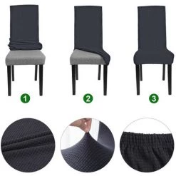 Hengda 6X Housses De Chaise Chair Covers Housse De Chaise Universelle étanche Balançoire Chaises Protecteur Fête Gris - Gris -banc et tabouret Soldes Boutique 63760675 5