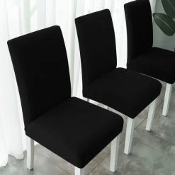 Randaco 4X Housses De Chaise Chair Covers Housse De Chaise Universelle étanche Balançoire Chaises Protecteur Fête Noir - Le Noir -banc et tabouret Soldes Boutique 63763183 5