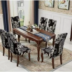 4PCS Home Chair Cover One Piece Elastic Chair Cover Patterned Chair Cover Universal Type,HANBING -banc et tabouret Soldes Boutique 63783224 4