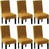 Housse De Chaise Pour La Maison Housse élastique Universelle De Couleur Unie Four Seasons (Jaune Bonbon 6pcs),HANBING -banc et tabouret Soldes Boutique 63783826 1