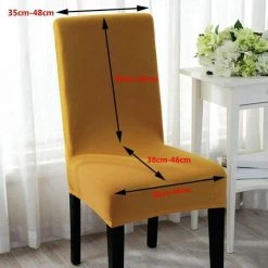 Housse De Chaise Pour La Maison Housse élastique Universelle De Couleur Unie Four Seasons (Jaune Bonbon 6pcs),HANBING -banc et tabouret Soldes Boutique 63783826 2