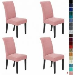 SINCèREETALI Lot De 4 Housses élastiques Pour Chaise De Salle à Manger, Housse De Chaise De Salle à Manger Amovible Et Lavable, Housse De Chaise De Salle à Manger, Parfaite Pour La Décoration Intérieure Et Les Banquets (gris Rose, Lot De 4) -banc et tabouret Soldes Boutique 63815572 2