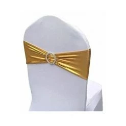 SINCèREETALI Housse De Chaise élastique Boucle De Ceinture Curseur Ceinture N?ud Décorations De Fête De Mariage 10 Pièces (or Métallique)