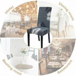 SINCèREETALI Housse De Chaise De Salle à Manger élastique 6 Pièces Housse De Chaise Universelle Imprimée Housse De Chaise Antidérapante Pour Restaurant D'hôtel à La Maison - Ginkgo Biloba -banc et tabouret Soldes Boutique 63821063 5