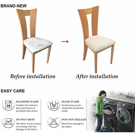 CLEGGFR 6 Pièces Housses De Siège De Chaise En Jacquard Extensible, Housses De Coussin De Siège De Chaise De Salle à Manger Anti-poussière Lavables Amovibles 7 CLEGGFR 6 Pièces Housses De Siège De Chaise En Jacquard Extensible, Housses De Coussin De Siège De Chaise De Salle à Manger Anti-poussière Lavables Amovibles – Image 5