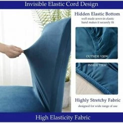 FOZIY XL Chair Covers Pour Salle à Manger, Housse De Siège Extensible Douce Pour Grande Chaise De Salle à Manger, Protecteur De Chaise Parsons Lavable Amovible, 2 Pièces,Bleu，Fonepro -banc et tabouret Soldes Boutique 63839414 4