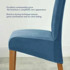 FOZIY XL Chair Covers Pour Salle à Manger, Housse De Siège Extensible Douce Pour Grande Chaise De Salle à Manger, Protecteur De Chaise Parsons Lavable Amovible, 2 Pièces,Bleu，Fonepro -banc et tabouret Soldes Boutique 63839414 5