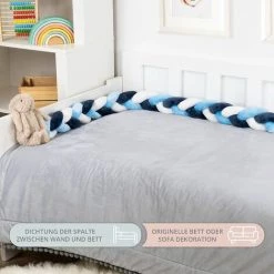 PESCE Coussin Décoratif Doudou Enfant 150 Cm - Coussin Décoratif Chambre D'enfant Moelleux Coussin Décoratif Tressé Bleu Foncé-Blanc-Bleu