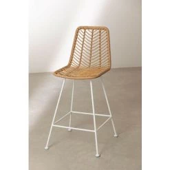 Lot De 2 Tabourets Hauts En Rotin Synthétique Gouda Naturel SKLUM Rotin PE – Acier Blanc - NATUREL ↑65 Cm Blanc -banc et tabouret Soldes Boutique 63910147 3