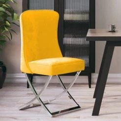VidaXL Chaise De Salle à Manger Jaune Moutarde Velours - Jaune