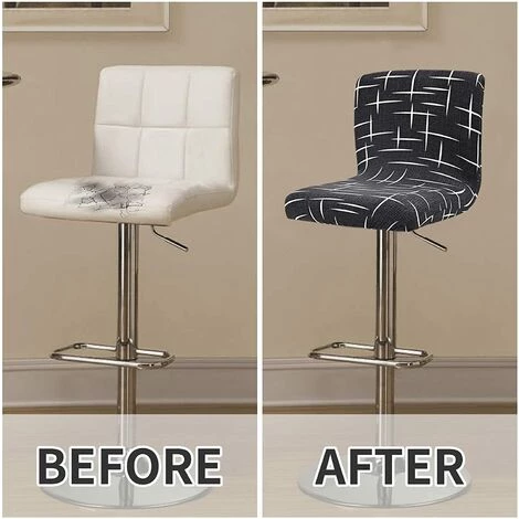 HEGUYEY Housse De Tabouret De Bar Extensible, 2Pcs Protecteur De Siège De Chaise De Salle à Manger, Housse De Chaise Haute Imprimée Pour Bar 5 HEGUYEY Housse De Tabouret De Bar Extensible, 2Pcs Protecteur De Siège De Chaise De Salle à Manger, Housse De Chaise Haute Imprimée Pour Bar – Image 3