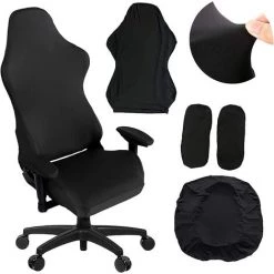 CLEGGFR Housses Chaise Gaming Avec Accoudoirs/dossier La Chaise/chaise Bureau Noir LO-Ron