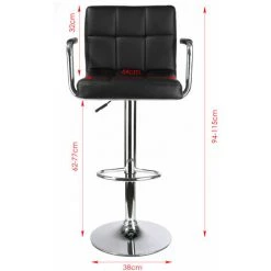 FURCHEN Tabourets De Bar Lot De 2 Chaises Pivotantes Réglables En Hauteur Avec Accoudoirs Dossier Rotatif Pour Comptoir Cusine Noir -banc et tabouret Soldes Boutique 64105259 3