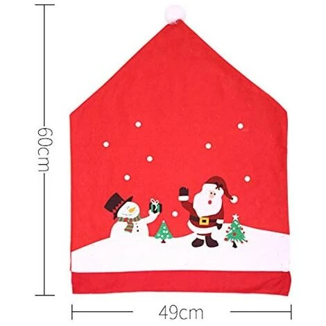 MEZHENG Lot De 6 Housses De Chaise De Noël Avec Chapeau De Père Noël 5 MEZHENG Lot De 6 Housses De Chaise De Noël Avec Chapeau De Père Noël – Image 3