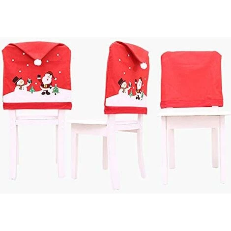 MEZHENG Lot De 6 Housses De Chaise De Noël Avec Chapeau De Père Noël 6 MEZHENG Lot De 6 Housses De Chaise De Noël Avec Chapeau De Père Noël – Image 4