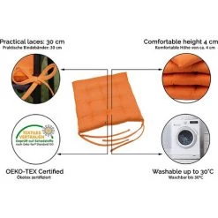 ARC-EN-CIéL Set De 4 Coussins De Chaise Pour Le Jardin, 40x40 Cm, Orange Arcenciél 8 ARC-EN-CIéL Set De 4 Coussins De Chaise Pour Le Jardin, 40x40 Cm, Orange Arcenciél -banc et tabouret Soldes Boutique 64127005 2