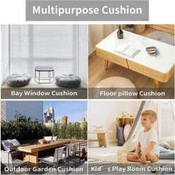 CARILLONSàVENT Coussin De Chaise Rond Coussin De Siège En Polyester Avec Arc Pour La Maison Jardin Balcon Salle à Manger Coussin De Chaise épais Coussin Coussin Coussin De Sol Gris 45 * 45cm Carivent -banc et tabouret Soldes Boutique 64138657 5