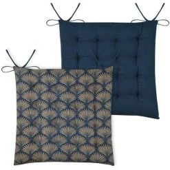 HOMEMAISON Galette De Chaise Imprimée Esprit Art Déco Marine 38 X 38 Cm - Marine