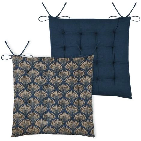 HOMEMAISON Galette De Chaise Imprimée Esprit Art Déco Marine 38 X 38 Cm - Marine 3 HOMEMAISON Galette De Chaise Imprimée Esprit Art Déco Marine 38 X 38 Cm - Marine