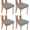 ZOLGINAH Housses De Siège De Chaise,Siège De Chaise Couvre 4 Pièces Housse De Salle à Manger Spandex Amovible Salle à Manger Stretch Couverture De Chaise(4 Pièces,Gris Clair)
