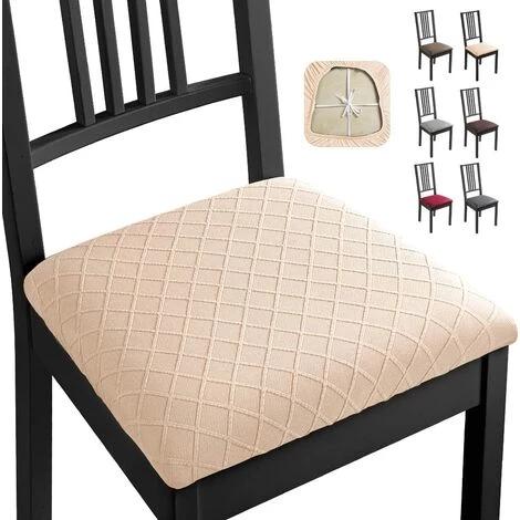 ZOLGINAH Housse De Chaise 4 Pièces Housse De Coussin De Chaise Housse De Salle à Manger,Démontable Housse Assise Chaise Elastique Jacquard Lavables Pour Salle à Mange (Beige, 4 PCS) 3 ZOLGINAH Housse De Chaise 4 Pièces Housse De Coussin De Chaise Housse De Salle à Manger,Démontable Housse Assise Chaise Elastique Jacquard Lavables Pour Salle à Mange (Beige, 4 PCS)