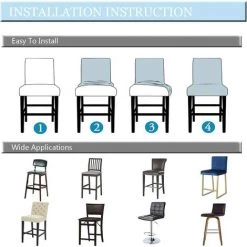HEGUYEY Housses De Chaise De Salle à Manger Lavables Amovibles Extensibles, Housses De Tabouret De Bar, Housses De Chaise De Bar Housse De Siège De Comptoir De Pub (Café,Set Of 4) -banc et tabouret Soldes Boutique 64352292 5