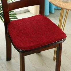 BF Coussin De Chaise De Salle à Manger Simple Antidérapant En Lin Chinois En Fer à Cheval (rouge) -banc et tabouret Soldes Boutique 64356304 4