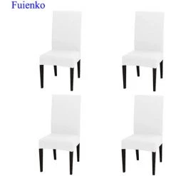 Housses De Chaise Stretch Blanc 6pcs FUIENKO