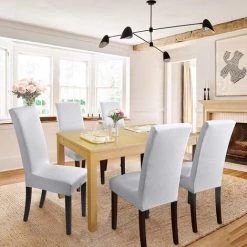 Housses De Chaise Stretch Blanc 6pcs FUIENKO -banc et tabouret Soldes Boutique 64473012 4