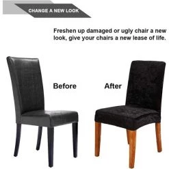 MINKUROW 4 Pièces Housses De Chaise Extensibles Pour Chaises De Salle à Manger, Spandex Stretch Avec Housse De Chaise à Bande Élastique, Grandes Housses De Chaise De Salle à Manger En Velours Pour Restaurant Hôtel Fête Banquet (Rose -banc et tabouret Soldes Boutique 64680550 3