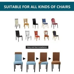 MINKUROW 4 Pièces Housses De Chaise Extensibles Pour Chaises De Salle à Manger, Spandex Stretch Avec Housse De Chaise à Bande Élastique, Grandes Housses De Chaise De Salle à Manger En Velours Pour Restaurant Hôtel Fête Banquet (Rose -banc et tabouret Soldes Boutique 64680550 4