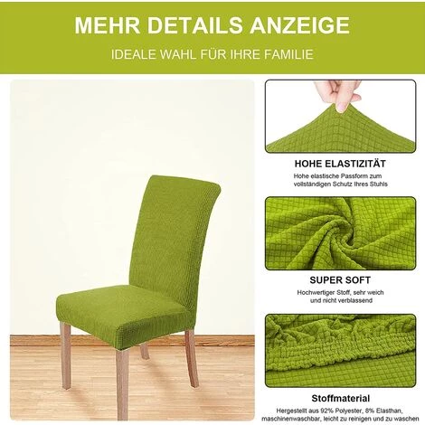 MINKUROW Housses De Chaise Stretch Lot De 4 Housses De Chaise Amovibles Et Lavables Pour Salle à Manger Moderne Élastique Protecteur De Chaise Décoration Pour Bureau Banquets Fête De Mariage (Vert Avocat) 5 MINKUROW Housses De Chaise Stretch Lot De 4 Housses De Chaise Amovibles Et Lavables Pour Salle à Manger Moderne Élastique Protecteur De Chaise Décoration Pour Bureau Banquets Fête De Mariage (Vert Avocat) – Image 3
