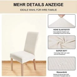 MINKUROW Housses De Chaise Stretch Lot De 2 Housses De Chaise Amovibles Et Lavables Pour Salle à Manger Moderne Élastique Protecteur De Chaise Décoration Pour Bureau Banquets Fête De Mariage (Blanc Crème) -banc et tabouret Soldes Boutique 64682423 3