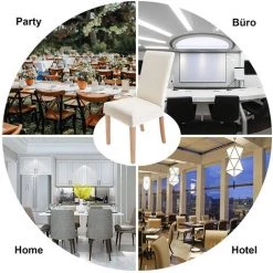 MINKUROW Housses De Chaise Stretch Lot De 2 Housses De Chaise Amovibles Et Lavables Pour Salle à Manger Moderne Élastique Protecteur De Chaise Décoration Pour Bureau Banquets Fête De Mariage (Blanc Crème) -banc et tabouret Soldes Boutique 64682423 5