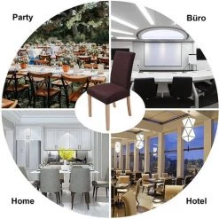 MINKUROW Housses De Chaise Stretch Lot De 2 Housses De Chaise Amovibles Et Lavables Pour Salle à Manger Moderne Élastique Protecteur De Chaise Décoration Pour Bureau Banquets Fête De Mariage (Marron Foncé) -banc et tabouret Soldes Boutique 64682513 3