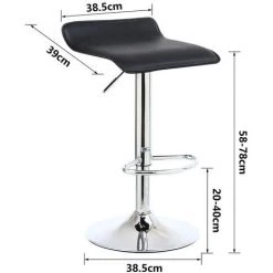 Tabouret De Bar Réglable En Hauteur Rotatif Convient Pour Comptoir Spa Bar - Carré Cuir Noir X2 -KKTONER 10 Tabouret De Bar Réglable En Hauteur Rotatif Convient Pour Comptoir Spa Bar - Carré Cuir Noir X2 -KKTONER -banc et tabouret Soldes Boutique 64889067 4