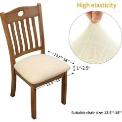 PERLE RARE Housse De Chaises Pour Salle à Manger 4 Pièces Universel Housse Extensible Élastique Amovible Pour Décoration Maison Hôtel Cérémonie Mariage Réunion Noël Etc (Beige, 4) -banc et tabouret Soldes Boutique 64904425 3