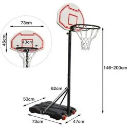 DYHF Panier De Basket Sur Pied Mobile Avec Roues - Hauteur Réglable De 155 à 245 Cm - Rouge-blanc 10 DYHF Panier De Basket Sur Pied Mobile Avec Roues - Hauteur Réglable De 155 à 245 Cm - Rouge-blanc -banc et tabouret Soldes Boutique 64934951 4