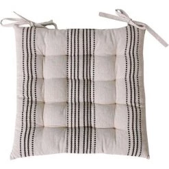 HOMEMAISON Galette De Chaise Rayée En Coton Recyclé Ecru 38 X 38 Cm - Ecru