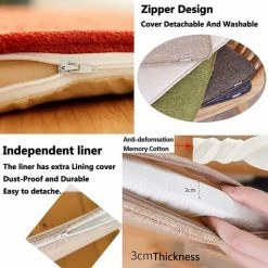 LITZEE Coussins D'assise Pour Chaises De Cuisine Avec Attaches Foncé,Coussins De Chaise Pour Chaises De Salle à Manger Antidérapants,Coussins De Chaise De Salle à Manger Avec Attaches (brown) -banc et tabouret Soldes Boutique 65109710 4