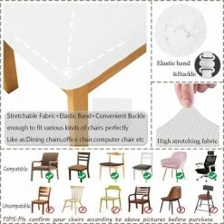 Housses De Siège Jacquard Pour Chaises De Salle à Manger Chaise Extensible Coussin De Siège Housses Lavable Amovible Housses De Chaise De Cuisine De Salle à Manger (Blanc) S'arêern -banc et tabouret Soldes Boutique 65357492 3