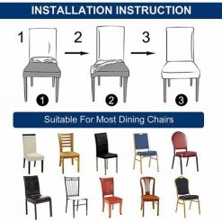 Housse De Chaise Extensible 1 Pièces, Couverture De Salle à Manger Amovible Lavable Revêtement De Chaise Pour Salle à Manger Bouquet De Mariage Moderne, Hôtel, Décor De Restaurant-14 S'arêern -banc et tabouret Soldes Boutique 65359992 4