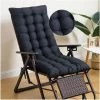 BENOBBY KIDS Coussin Fauteuil Jardin Dossier Haut, Antidérapant Épaissir Coussin De Chaise Berçante, épais Intérieur Extérieur Patio Chaise Longue Coussin(Pas De Chaise)(Size:Court,Color:Le Noir) -banc et tabouret Soldes Boutique 65371441 1